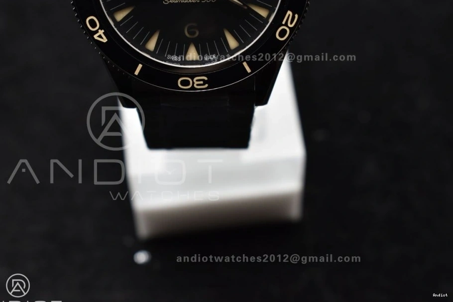 Best Super SS 1:1 300 Edition Heritage Black VSF Seamaster Clone A8912 on Bracelet Dial 0104